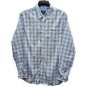 Chaps Easy Care Button Down Shirt Mens Large Multicolor Plaid Long Sleeve Casual